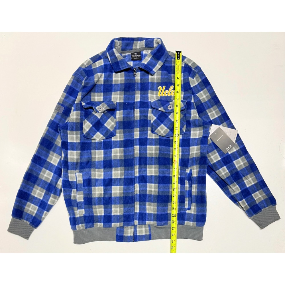 Colosseum UCLA Bruins Mens Large Fleece Jacket Blue Plaid Full Zip NWT COUJ11043